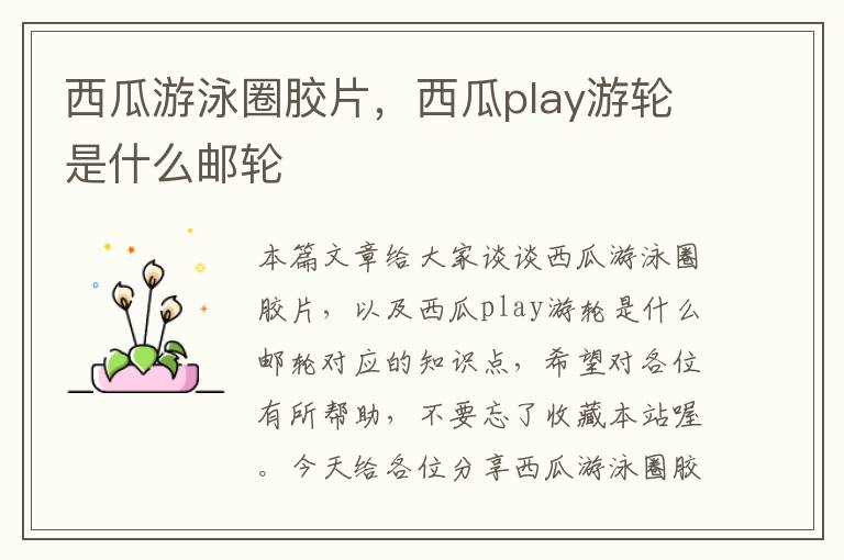 西瓜游泳圈胶片，西瓜play游轮是什么邮轮