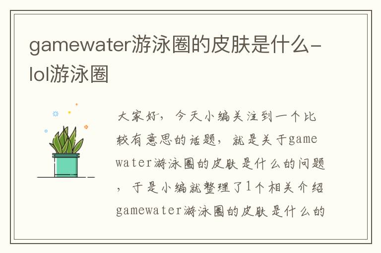 gamewater游泳圈的皮肤是什么-lol游泳圈